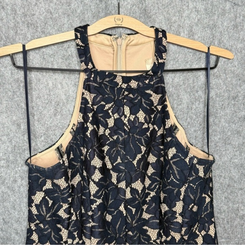 Altar'd State Navy Blue Lace Embroidered Halter Neck Dress- Sz L - Picture 3 of 9
